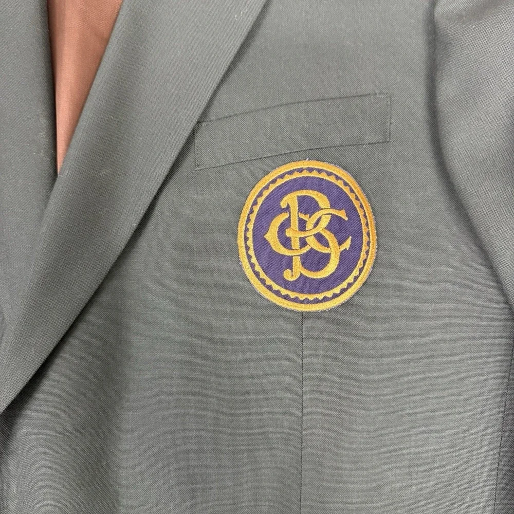 VTG 80s Corbin Platinum Green Blazer Sport Coat GBC Crest Gold Buttons 44L Union